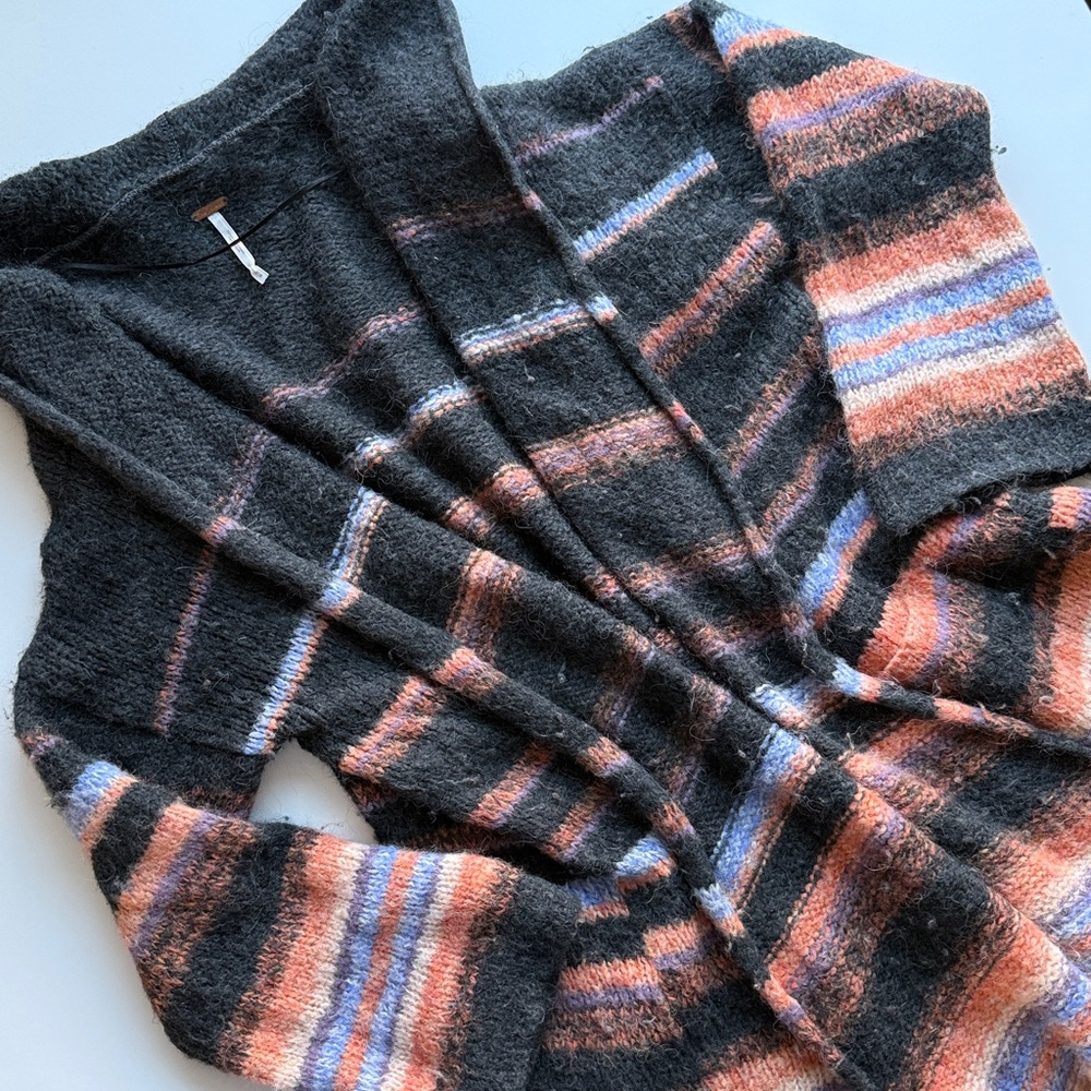Free People Oversized Striped Alpaca Open Cardigan Medium - Picture 4 of 11